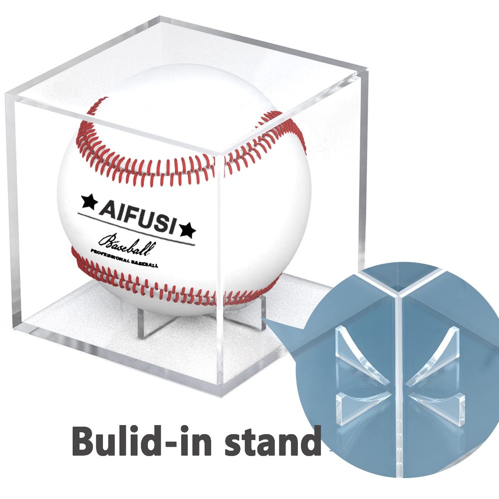 Baseball Display Case, UV Protected Acrylic Cube Holder 1pack, Clear
