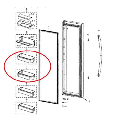 Upper ( Right ) Door Bin Compatible with Samsung Refrigerator DA97-06177C