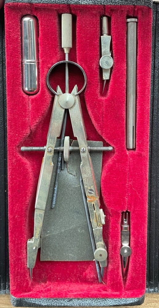 Vintage Berger Germany T 710A Drafting Too Compass Architect Drawing w/ Case