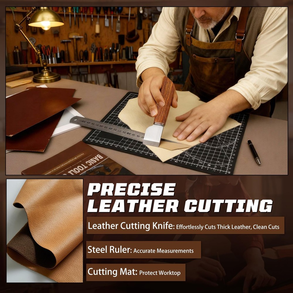 Leather Working Kit, Leather Working Tools and Crafting Kit with Custom Stora...
