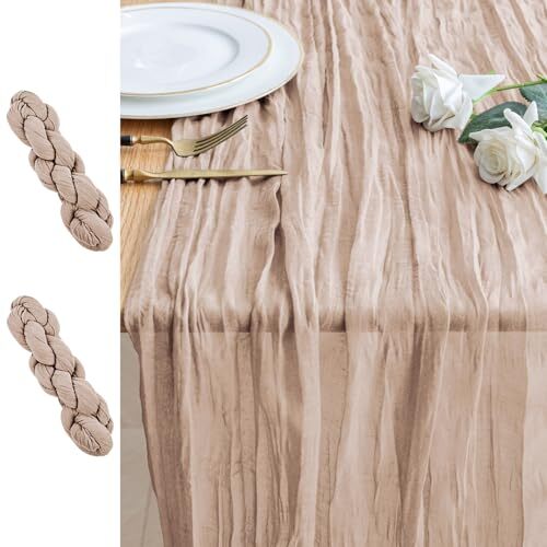 2PCS Table Runner Cheesecloth 10FT Boho Gauze Cheese Cloth 2 Pack Nude Pink