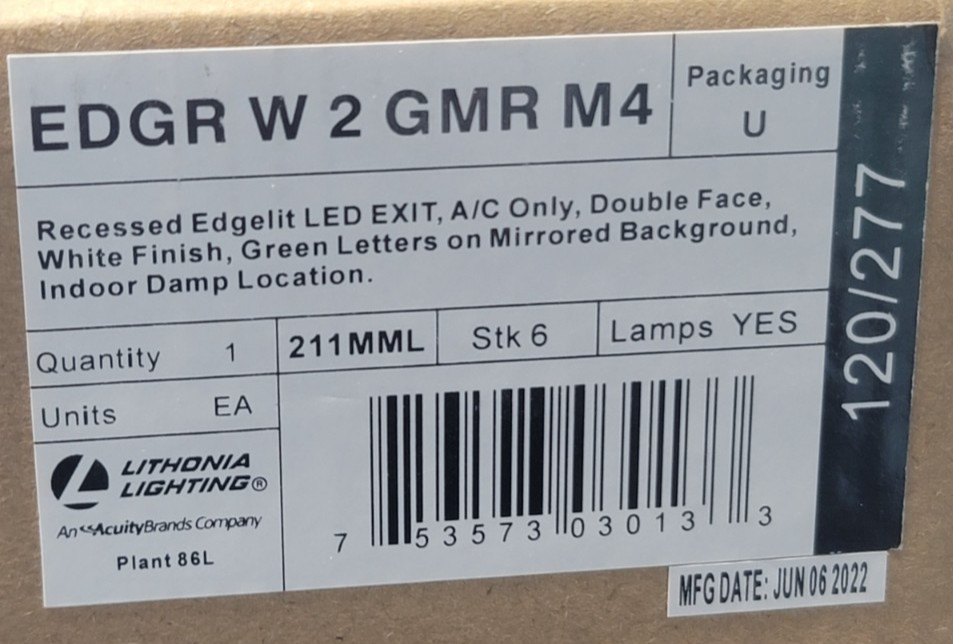 Lithonia Lighting EDGR W 2 GMR M4 - LED Edge - Lit Exit Sign Green