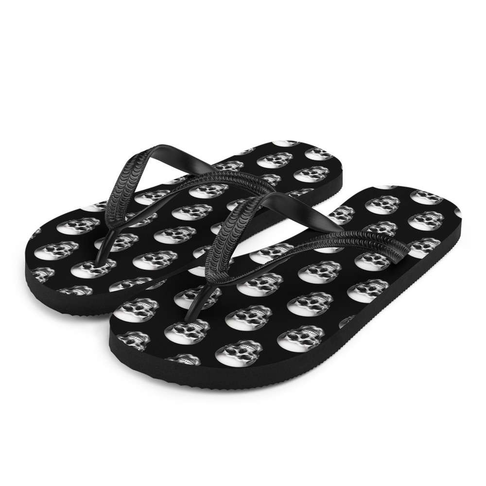 Skulls Pattern Goth Flip-Flops