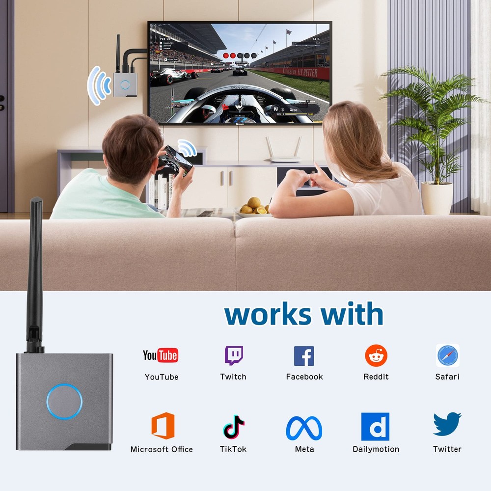 Wireless HDMI Display Dongle Adapter 4K, Wireless Receiver, Streaming Media Vide