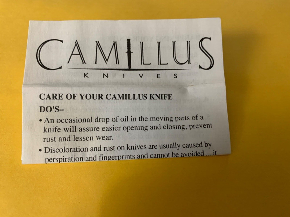 CAMILLUS EMPTY BOX AND WARRANTY FOR MODEL 904