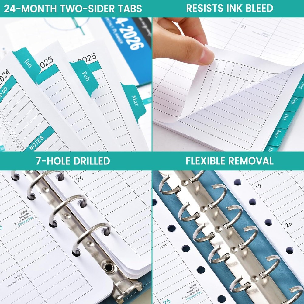 2024-2026 Monthly Planner Refill - Inserts with 7-Hole Punched,...