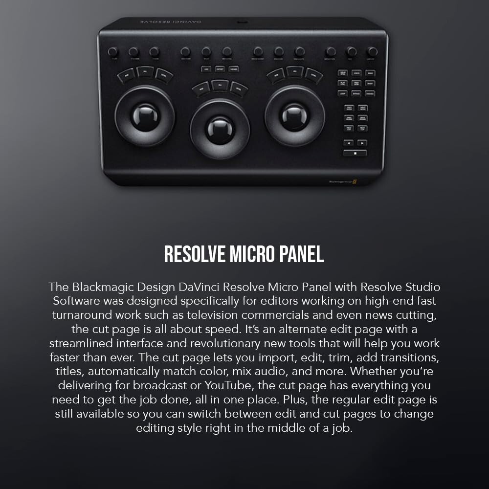 Blackmagic design Control Panel DaVinci Resolve Micro Panel USB Bus Powered New