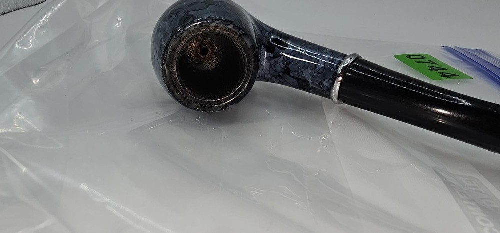 Blue and Black Smoking Pipe with Marble Pattern