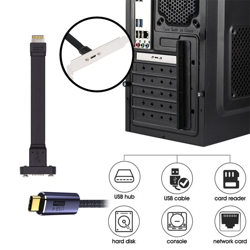 CY 20Gbps USB 3.2 Type-E IDC 20Pin Front Panel Header to USB-C Female Cable