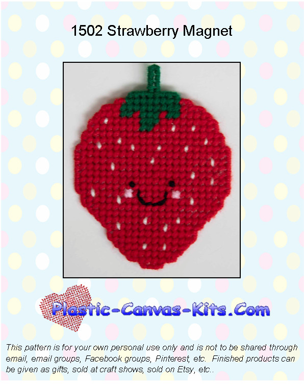 Strawberry Fruit Magnet-Plastic Canvas Pattern or Kit