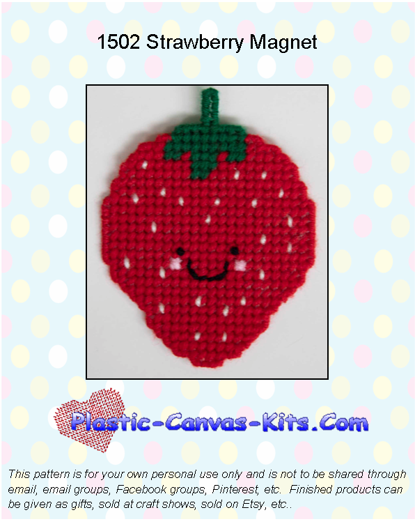 Strawberry Fruit Magnet-Plastic Canvas Pattern or Kit