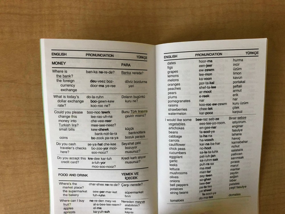 Turkish Phrase Book / Dictionary - Pocket Size - by Language/30
