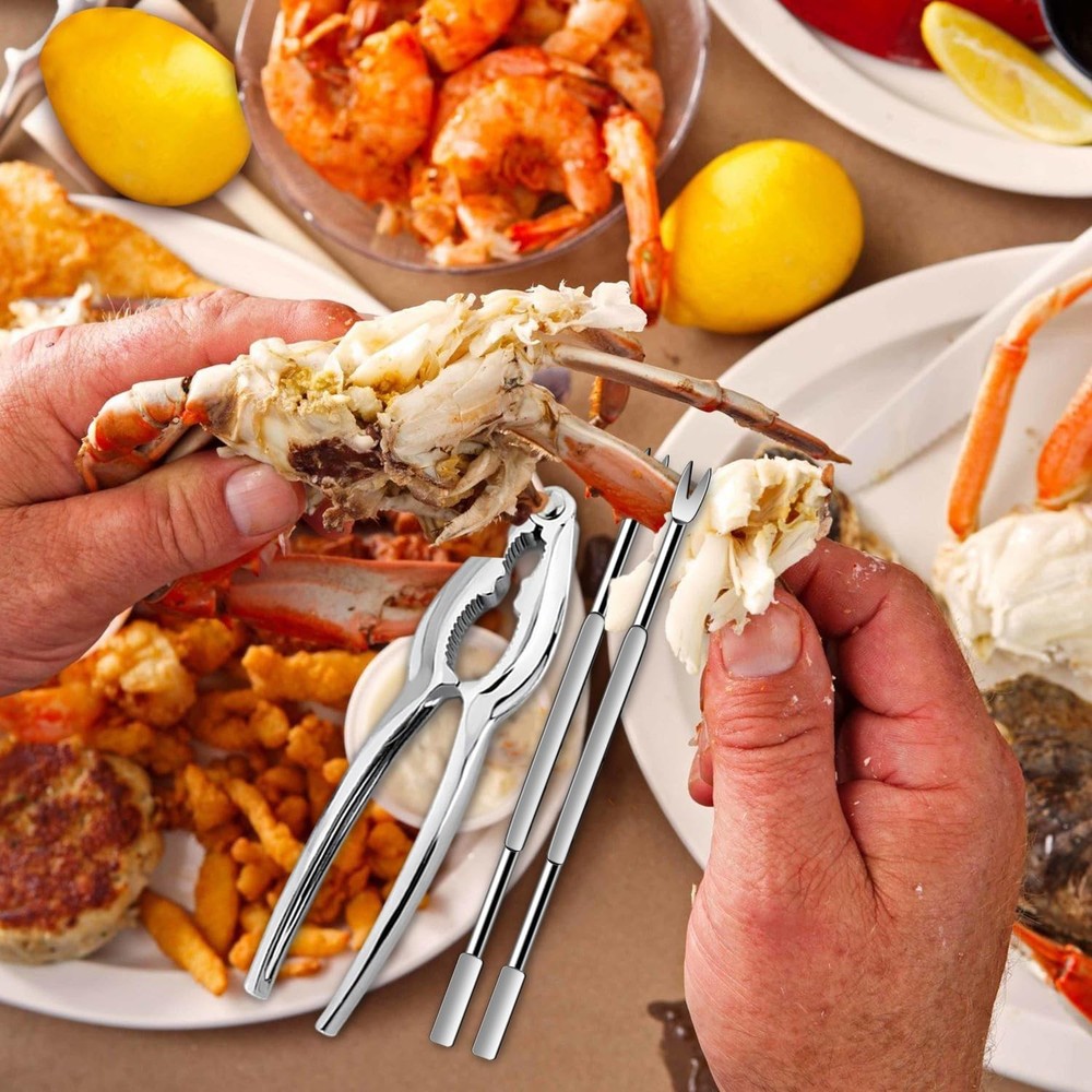 8 Pcs Lobster Crackers and Picks Set, Crab Leg Cracker Tools, Silver