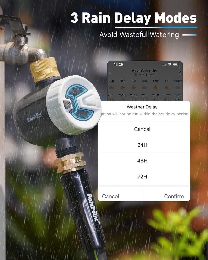 Durable Brass Inlet Smart Sprinkler Timer with App Control - Water Efficient