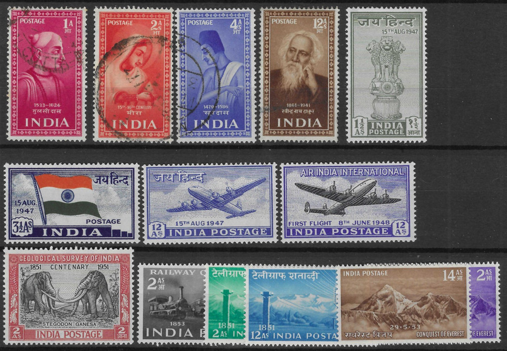 India 1947-52 Commemorative Selection Cat£65+ (14v)