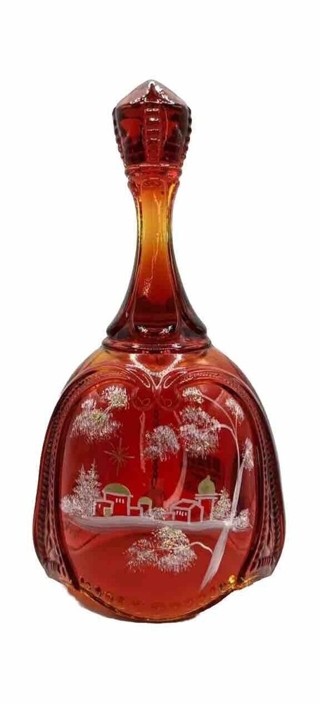Fenton 2010 Christmas Ruby "Bethlehem" Bell Hand painted #7566 RQ