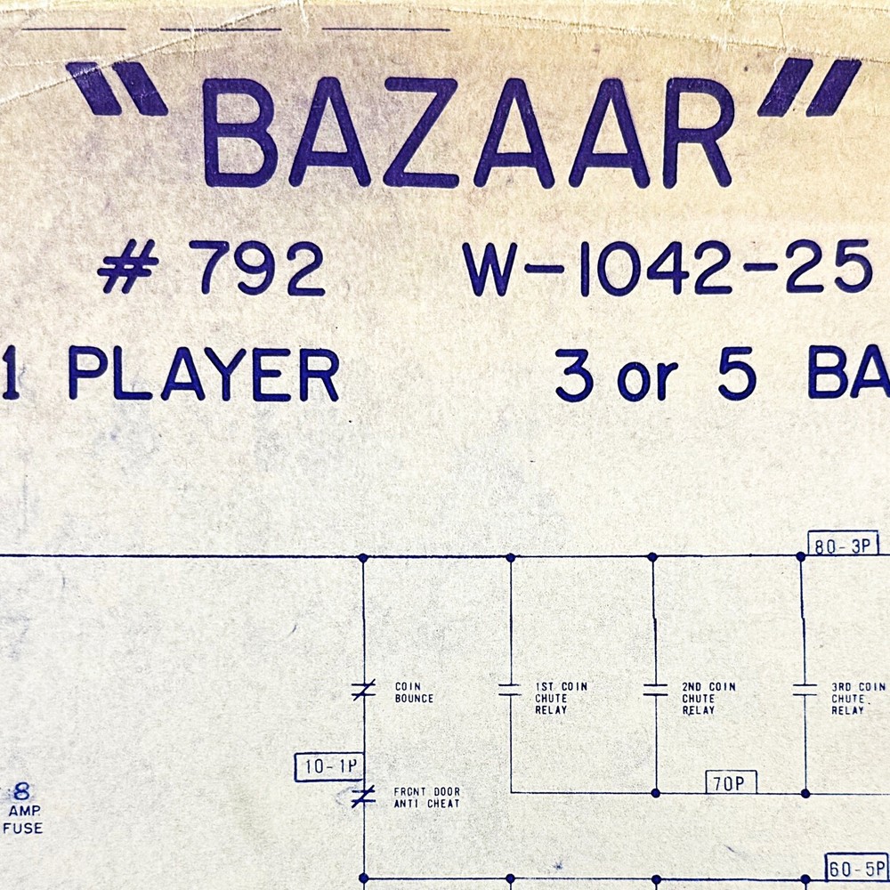 Bally Bazaar Pinball Machine Game Manual Schematics ORIGINAL
