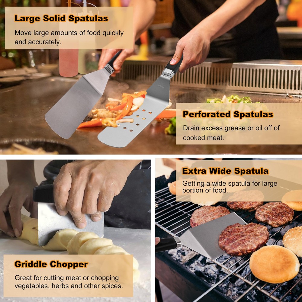 Griddle Accessories Kit set 238PCS Premium BBQ Tools with Case Black