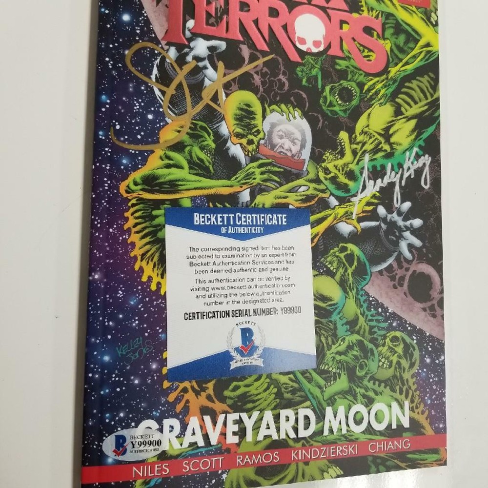 John Carpenter & Sandy King signed Night Terrors Graveyard Moon Book ~ BAS COA