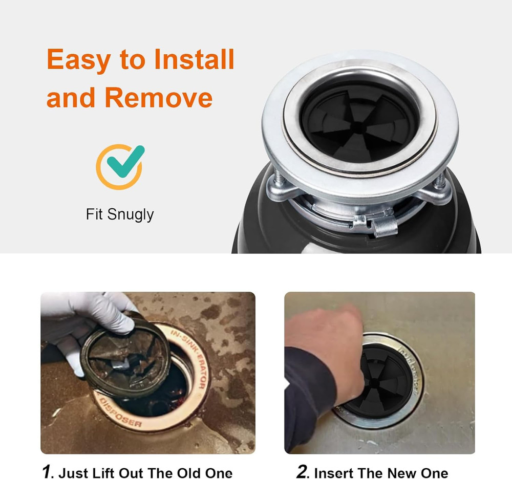 2Pcs 3 3/8" Garbage Disposal Splash Guard, Quiet Garbage Disposal Rubber Drain I