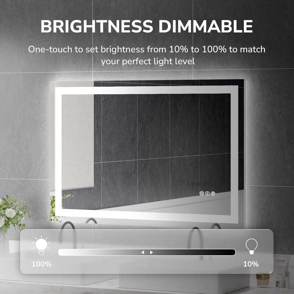 USHOWER 48x32'' LED Bathroom Mirror Vanity Mirror w/ LED Backlit Lighted Mirror