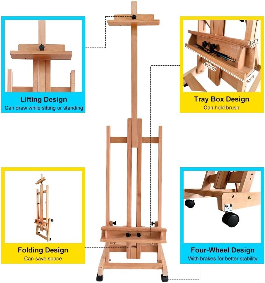 Extra Large Easel 73-Inch Canvas Adjustable Storage Tray Professional H-Frame 🎨