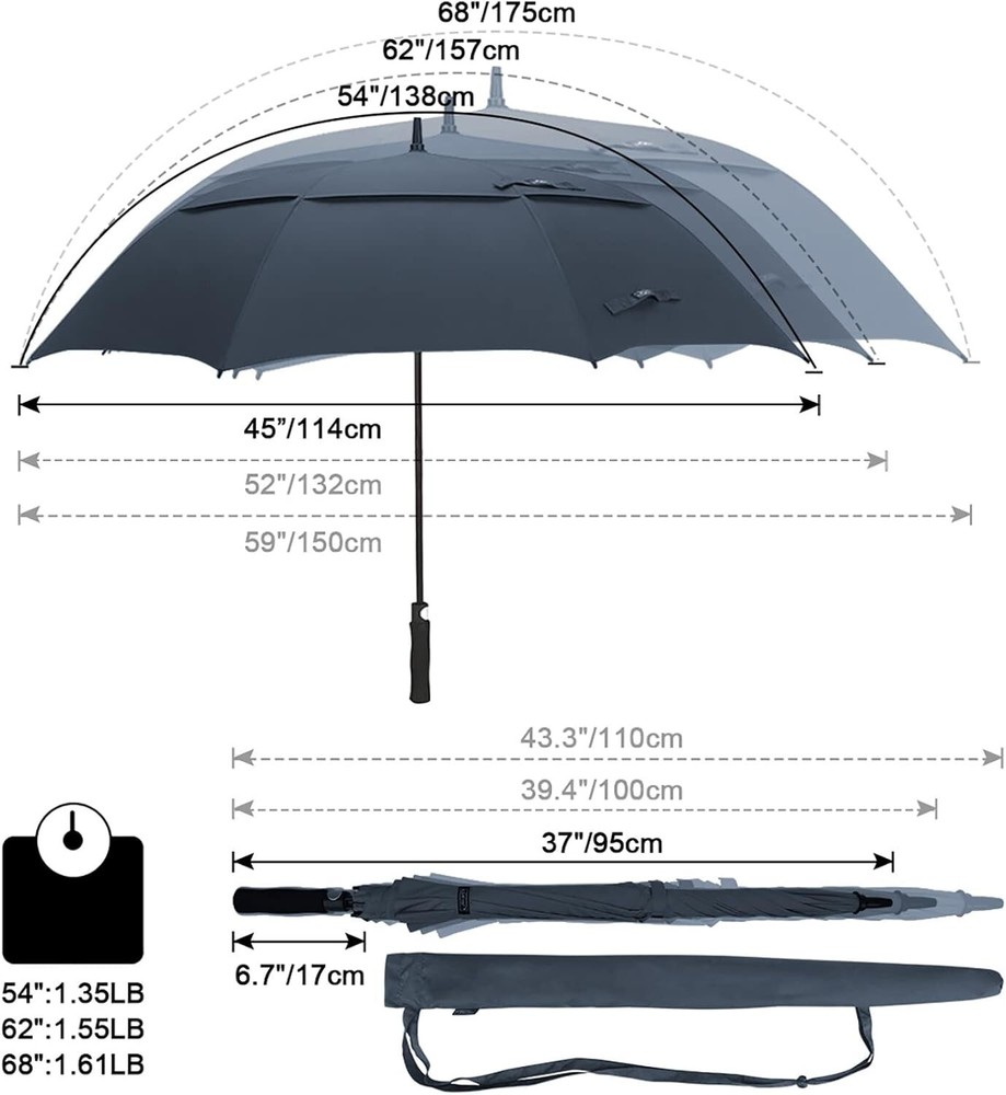 Stylish Automatic Open Golf Umbrella - Windproof, Double Canopy & Lightweight