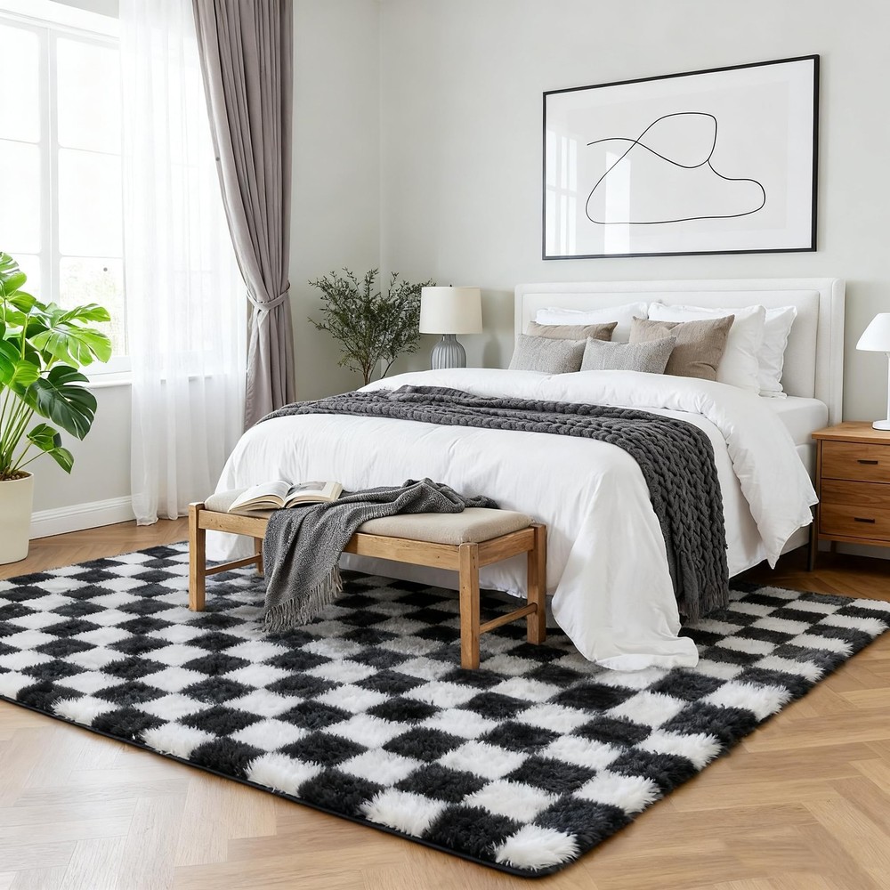 Andency 5x7 Ft Black and White Area 5' x 7' (Rectangular),