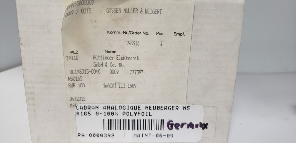 NEUBERGER N50165 ANALOG PANEL METER, 0-120, NIB