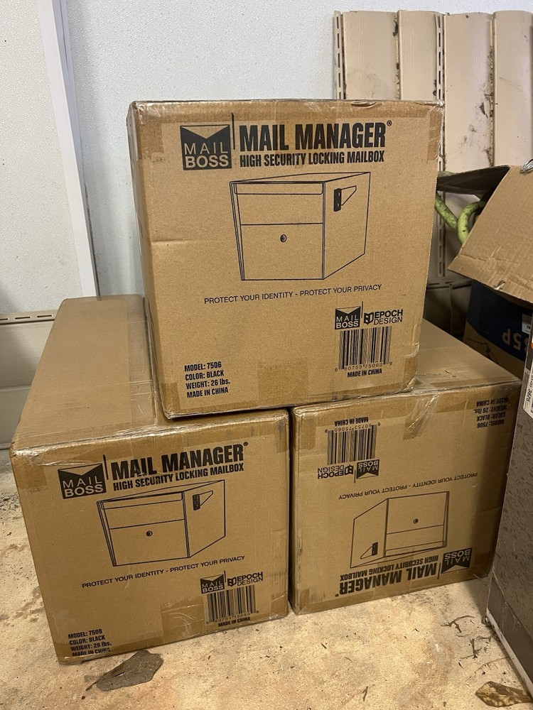 3 Mail Boss 7506 Mail Manager Curbside Locking Security Mailbox - Black