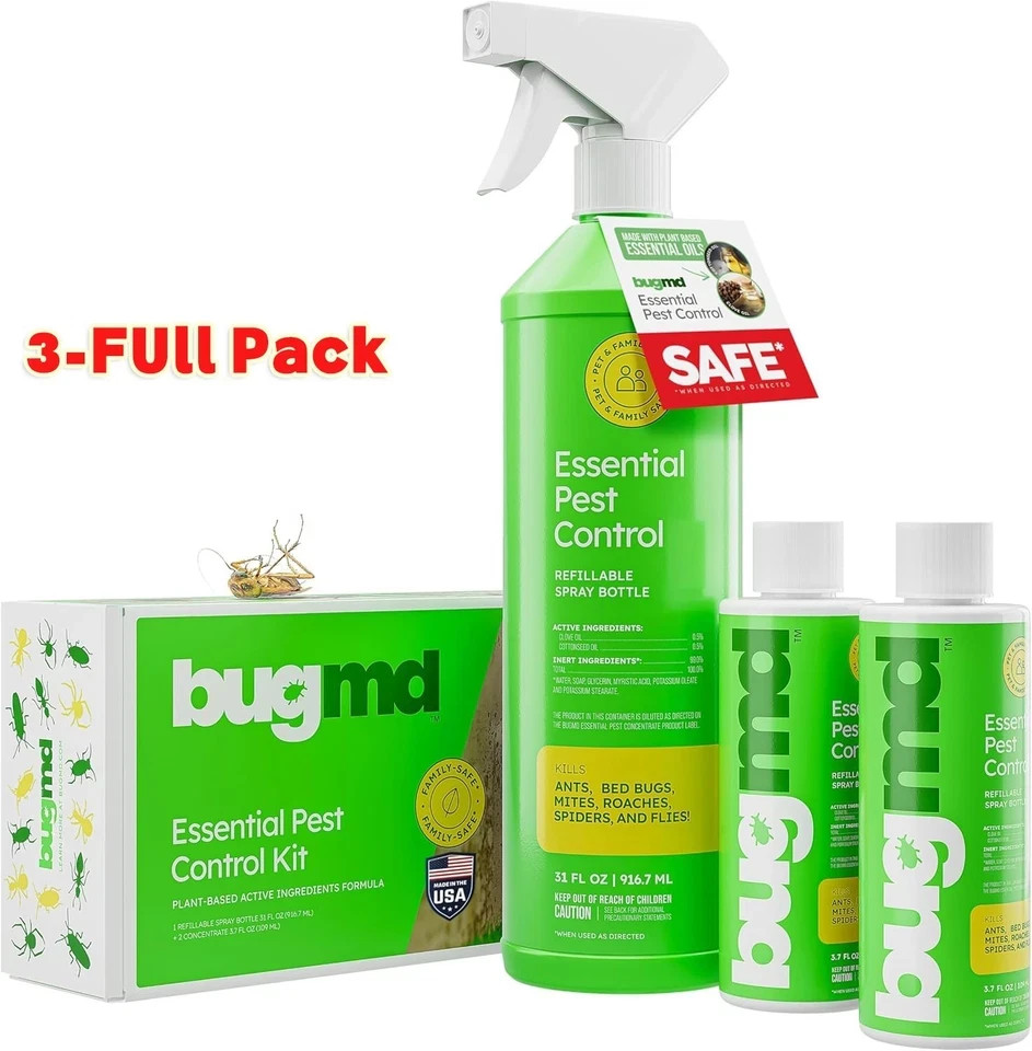 BugMD Pest Control Essential Oil Concentrate for Home Bed Bug Spray 3.7Oz 2PCK