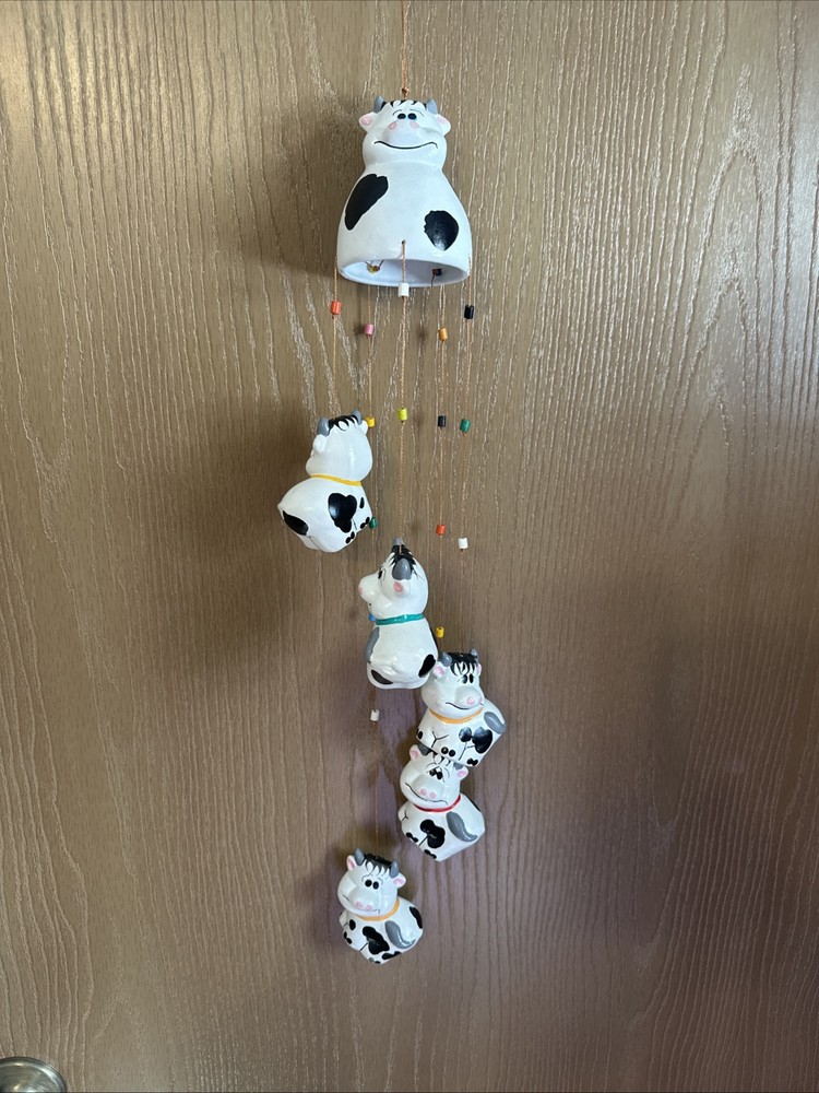 Ceramic Barnyard Wind Chime Happy Silly Cow's,