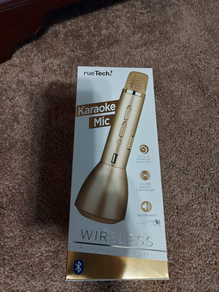Rue Tech! Karaoke Mic Wireless Gold Bluetooth Mic & Speaker