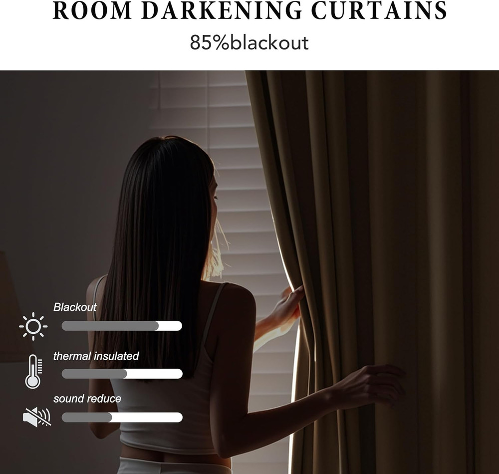 Biscotti Beige Room Divider Curtains with Ceiling Track, Blackout 96" Panel