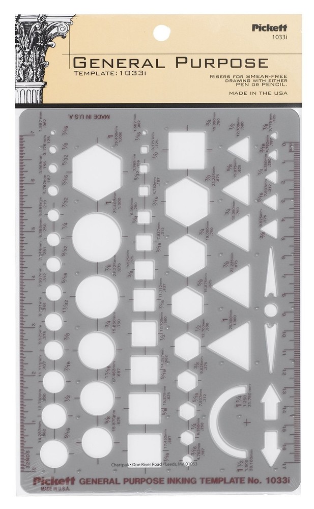 Pickett General Purpose Template, Circles, Squares, Hexagons and Triangles (1...