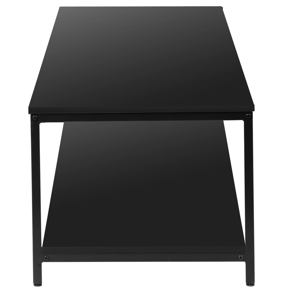 2-Tier Coffee Table Simple Modern Rectangular Center Table for Living Room Black