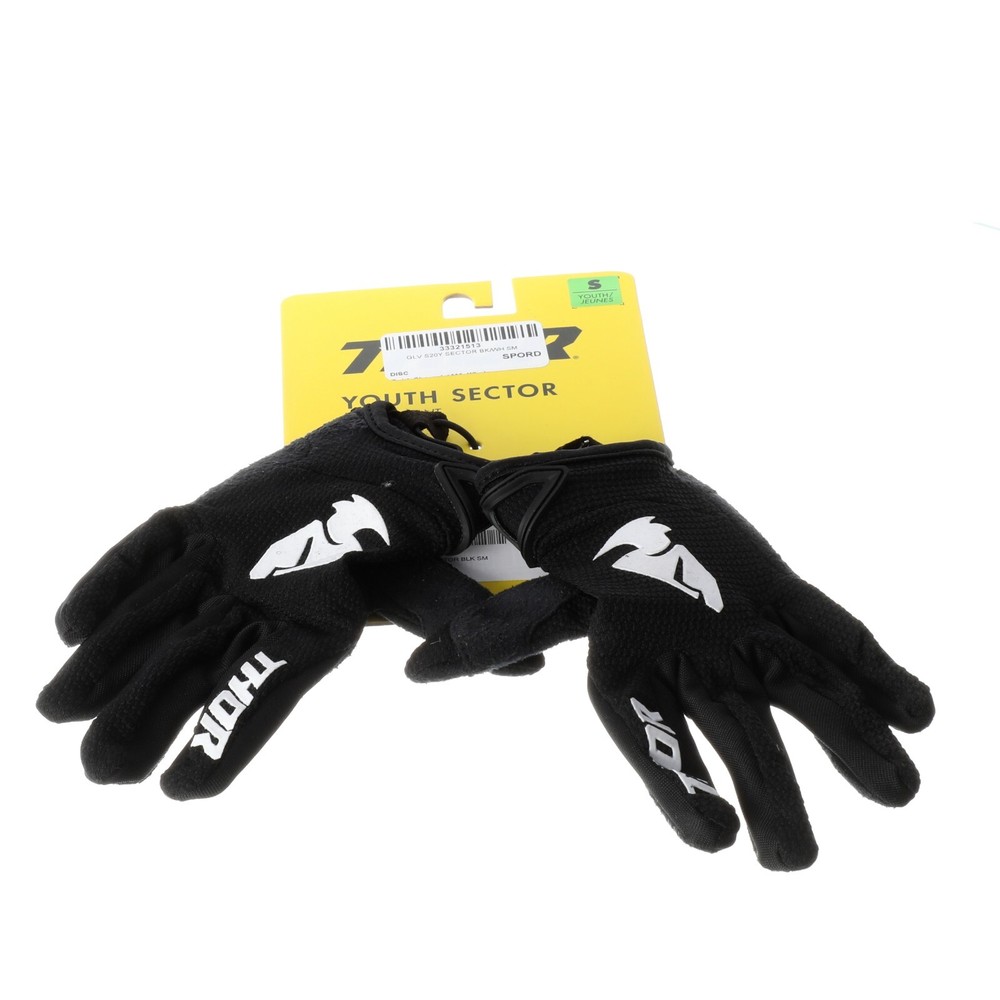 Thor Youth Black Sector Gloves Small