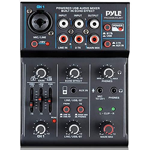 Pyle Professional Wireless 3-Channel DJ Mixer – Bluetooth, USB Interface