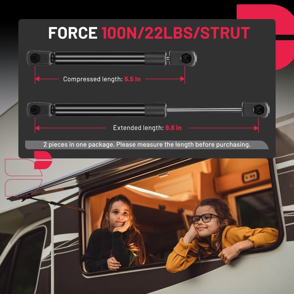 "9.8Inch Gas Shocks Struts Lift Support for Camper Windows, Toolboxes & More"
