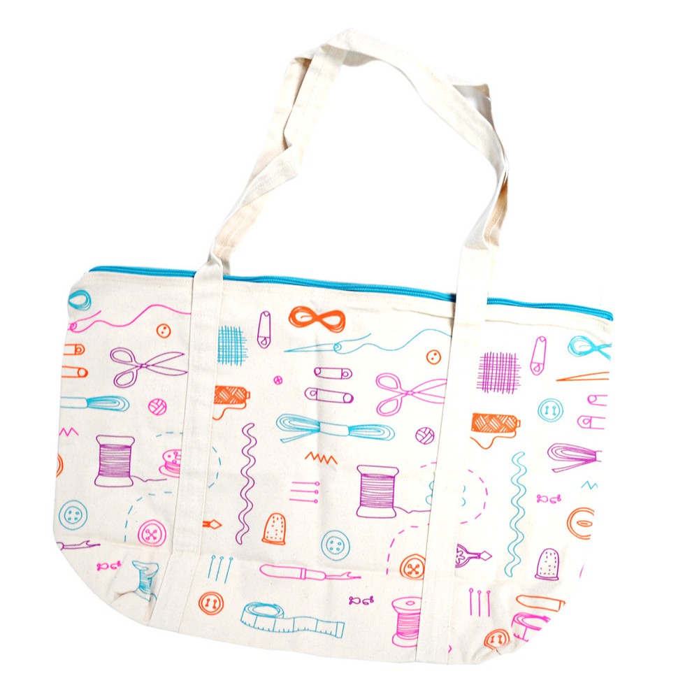 Generic Canvas Sewing Themed Weekend Tote
