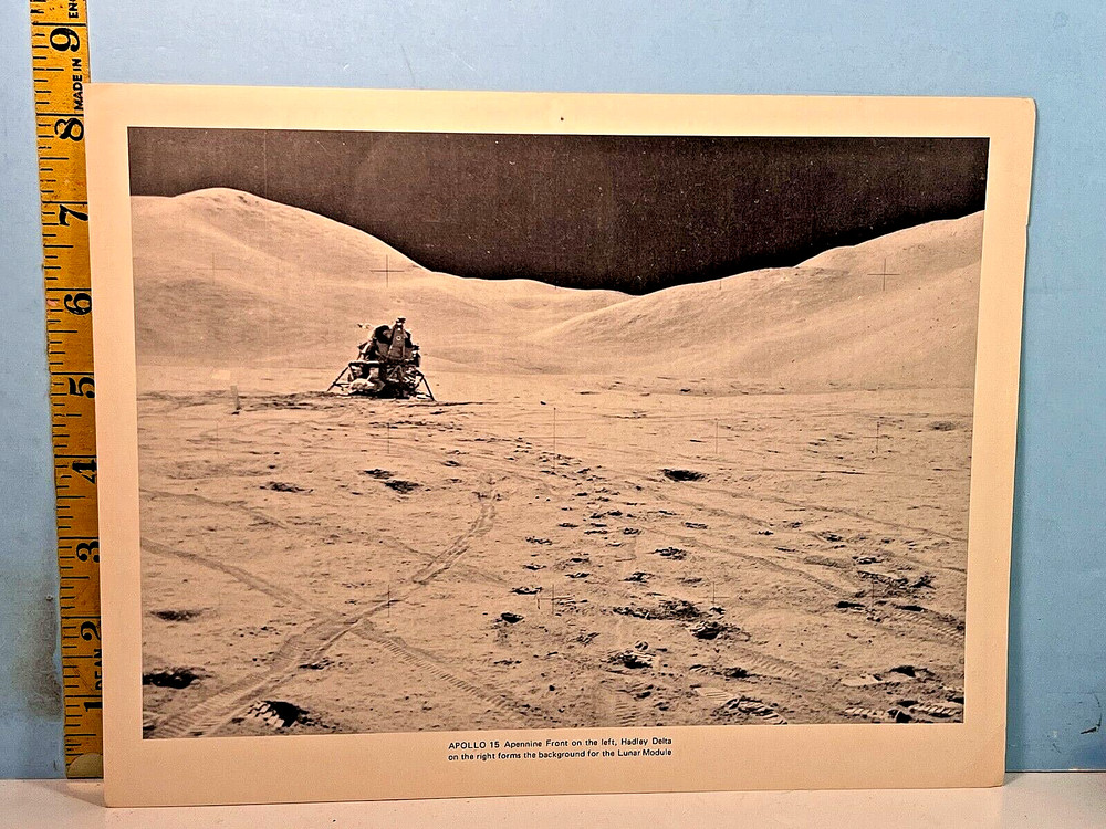 1971 Apollo 15 Luner Module Framed by Hadley Delta & Appenine Slope  EX