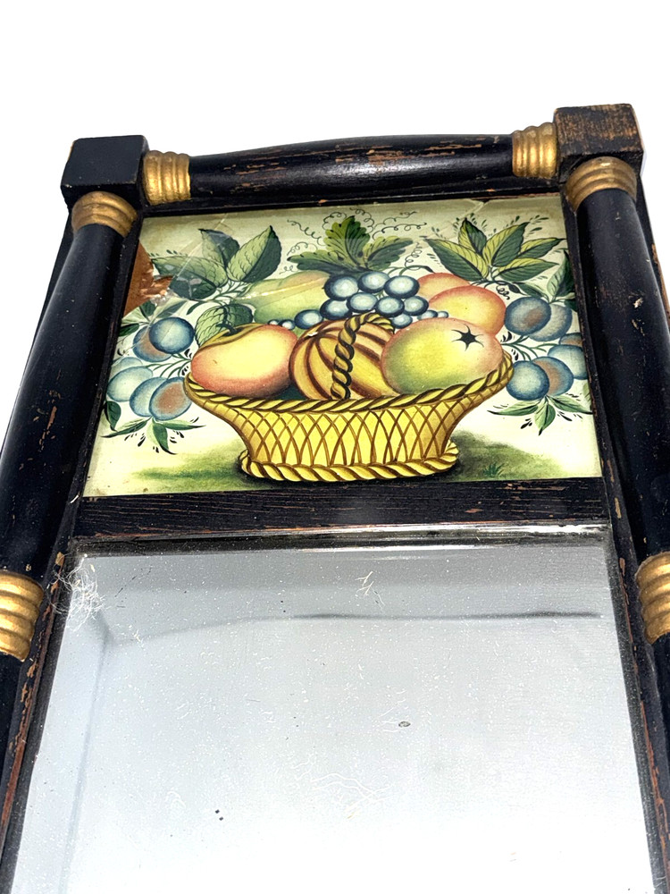 Antique Reverse Painted Scene and Wall Mirror