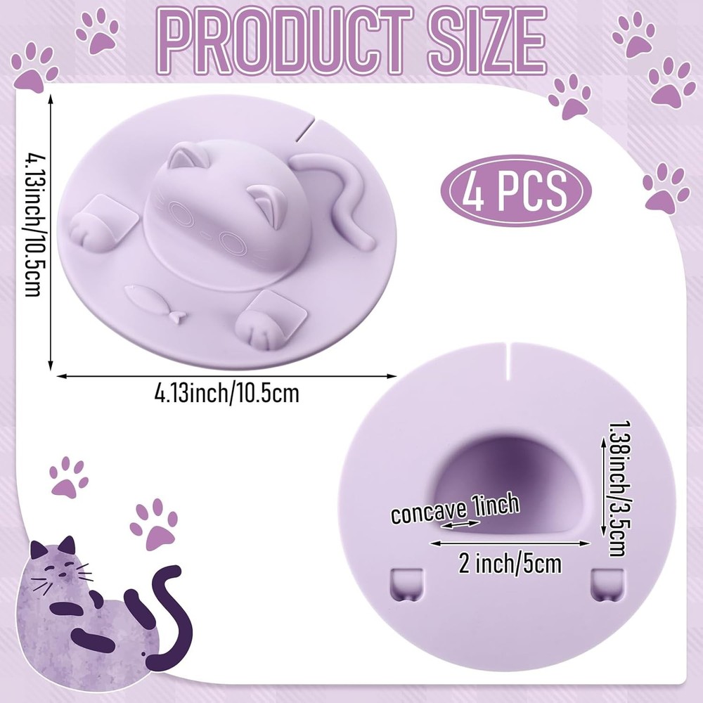 4 Pack Silicone Tea Bag Squeezer Holders Purple Cat-Shaped Cup Accessories