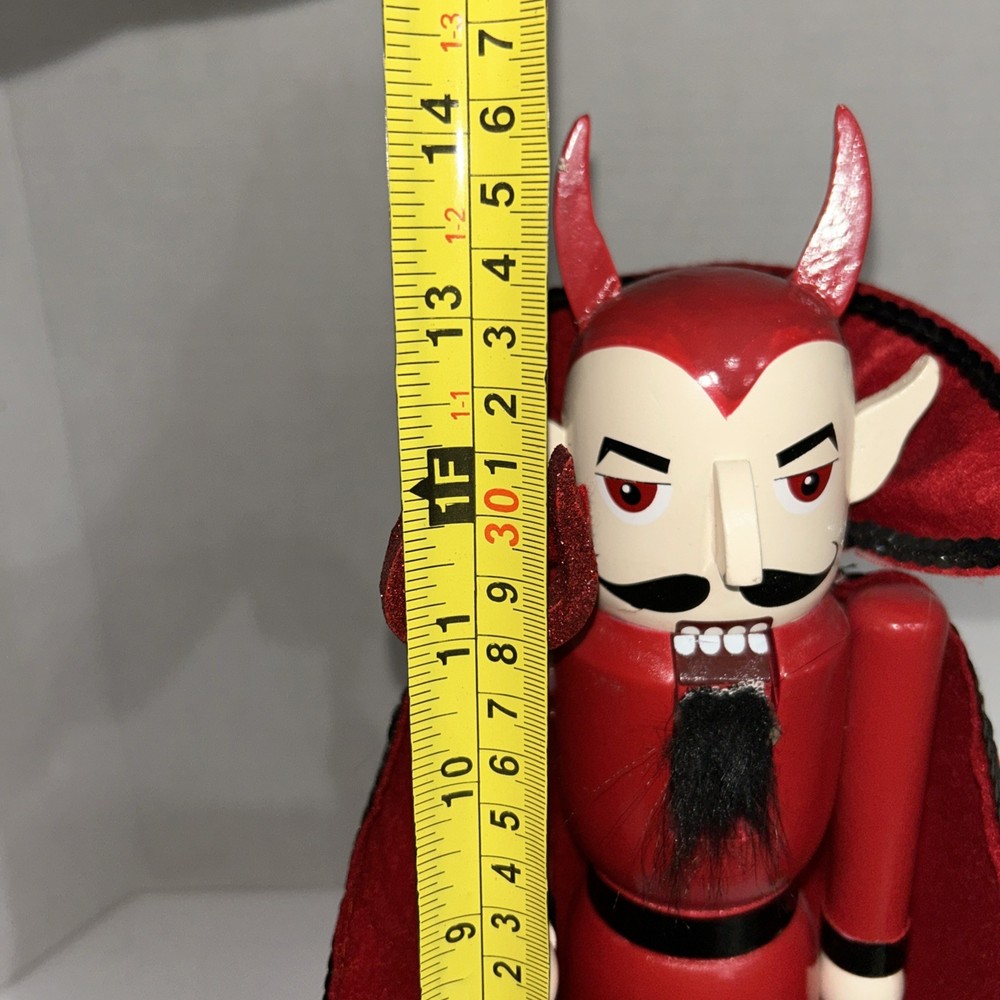 Vintage Devil Nutcracker With Red Cape Holding A Pitchfork Spooky Halloween 2012