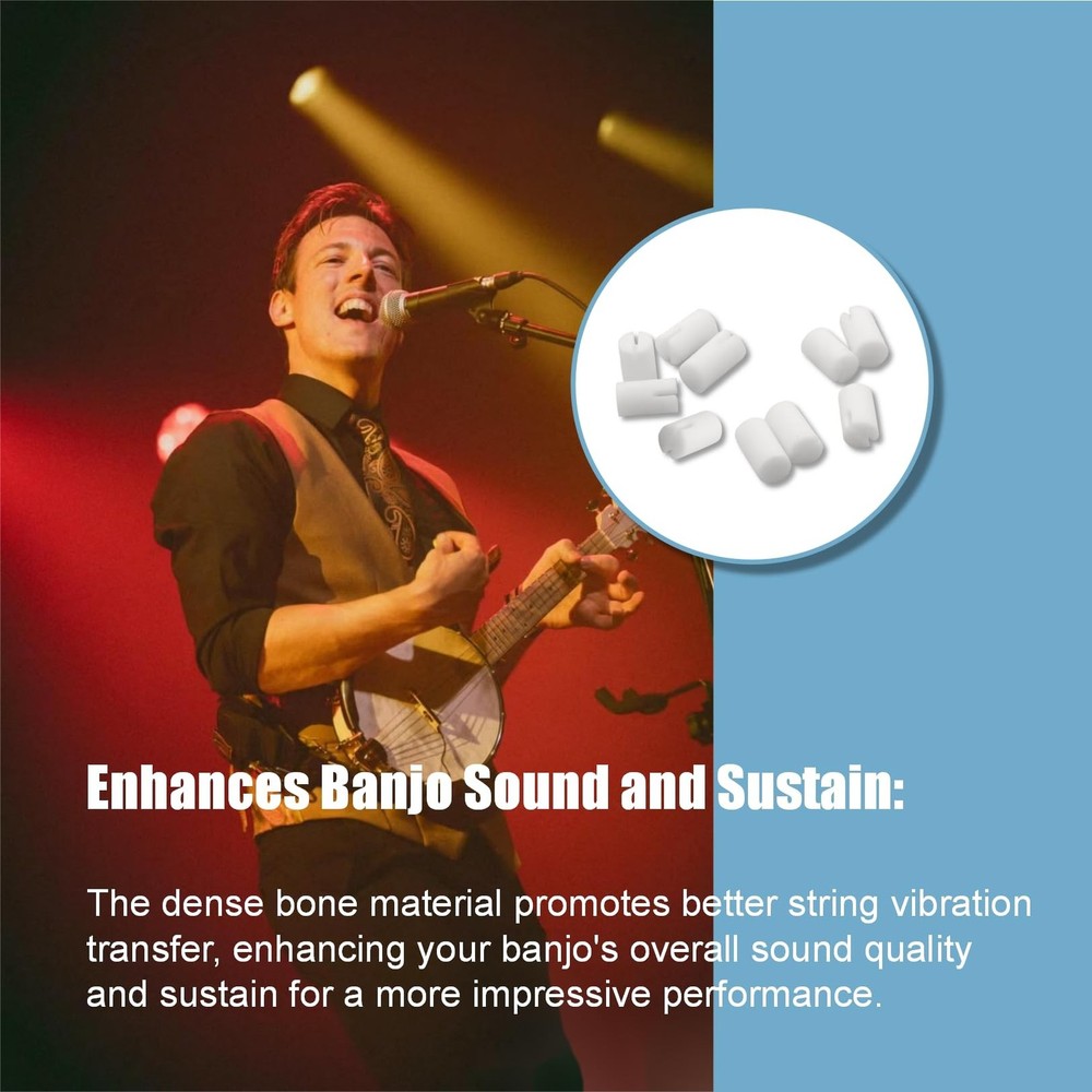 10 Pack Banjo 5th String Nuts and Bone Bridge Pins Easy Replacement Set NEW