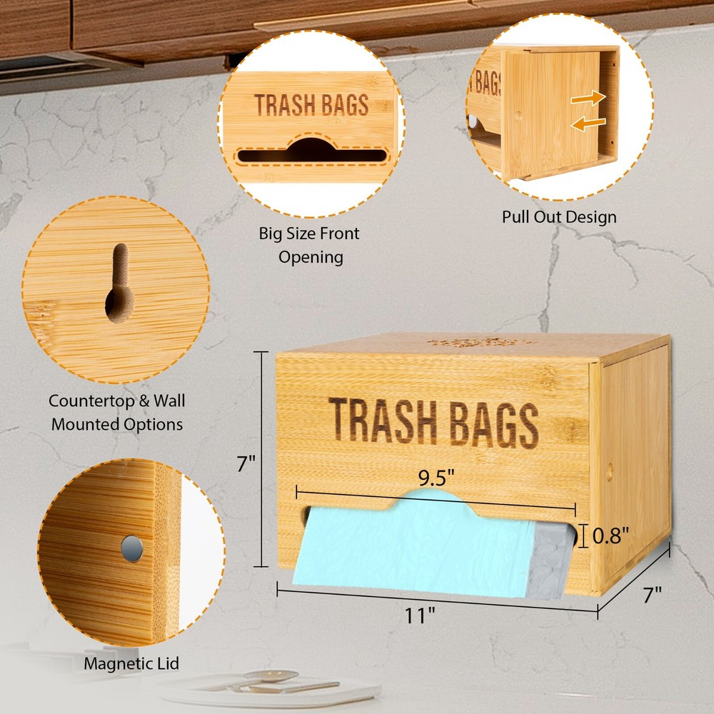 Plastic bag dispenser - kitchen trash bag holder-extra large trash bag dispenser