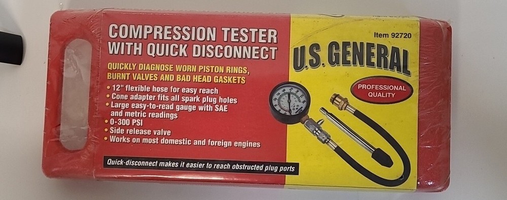 U.S. General Compression Tester With Quick Disconnect 92720 Sealed