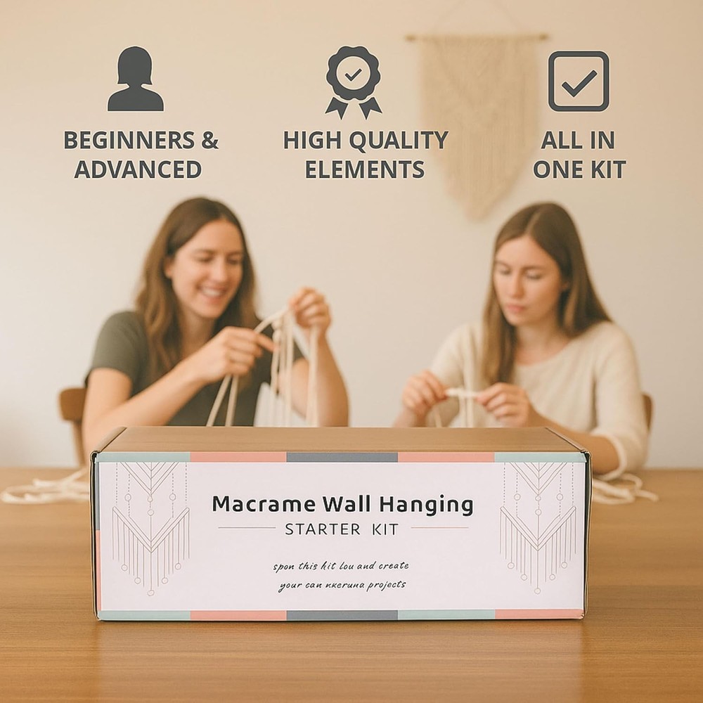 DIY Macrame Kit for Beginners with 9 Macrame Projects Ebook, 115 Pcs Macrame ...