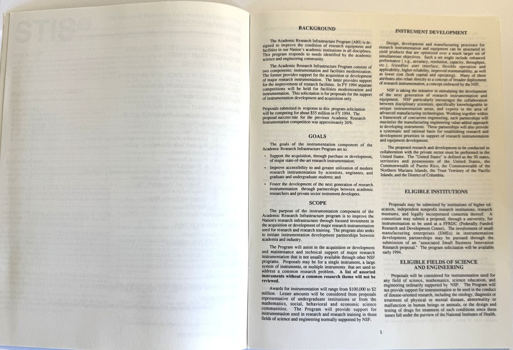 Academic Research Infrastructure Program Booklet From NSF