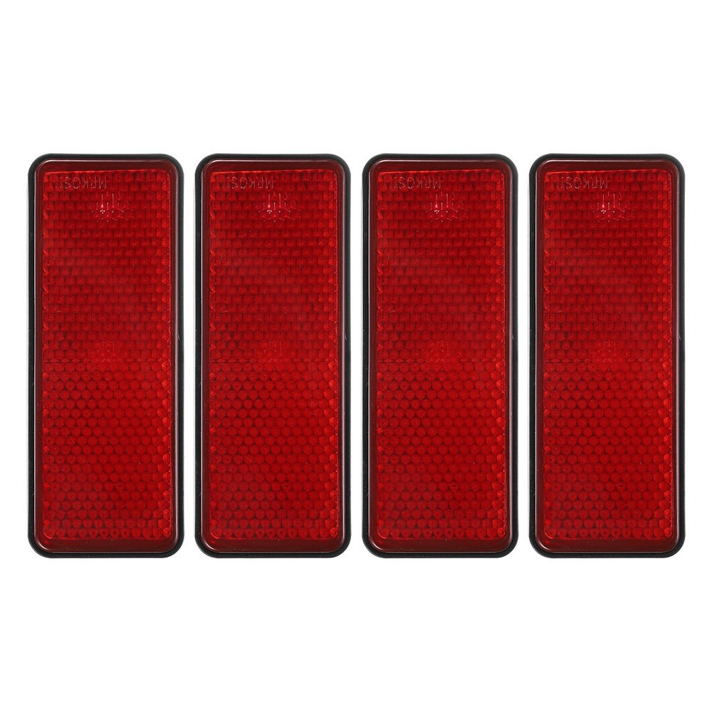 4Pcs Rectangle Rear Reflectors, Reflective Warning Reflector with Screw Red